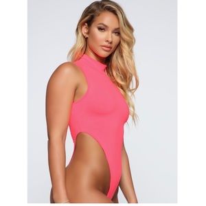High Cut Neon Pink Bodysuit